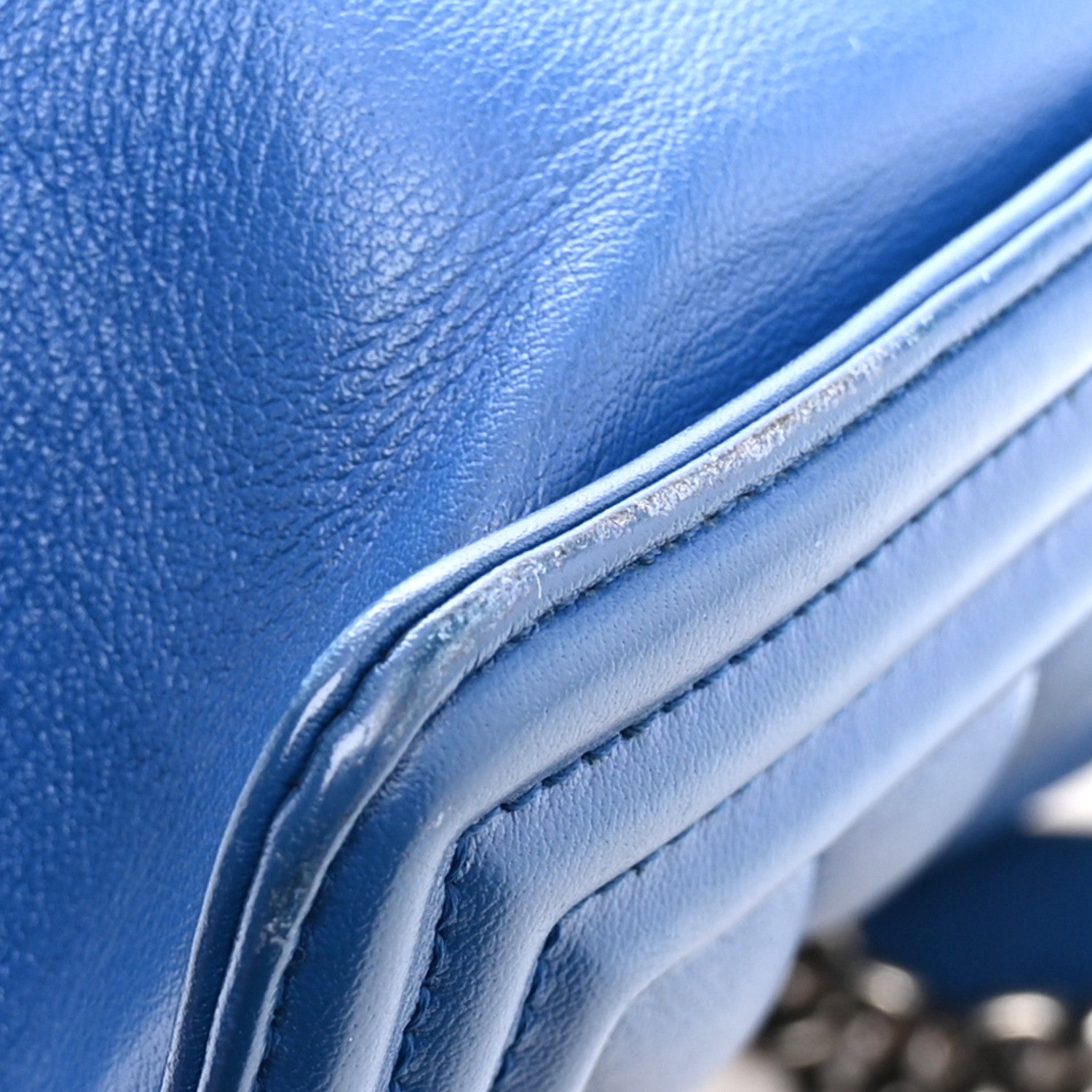 Chanel Calfskin Chevron Quilted Medium Boy Flap Blue 13 of 14