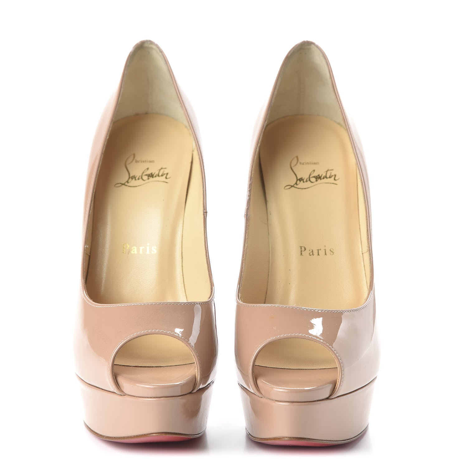 Christian Louboutin Patent Fetish Peep 140 Pumps 38.5 Nude 2 of 9