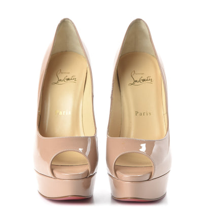 Christian Louboutin Patent Fetish Peep 140 Pumps 38.5 Nude 2 of 9