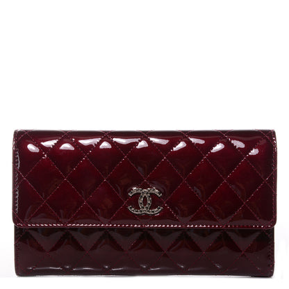 Chanel Patent Quilted Large Flap Wallet Light Burgundy 1 of 7