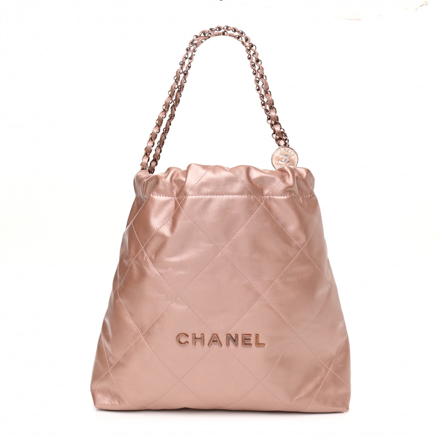 Metallic Calfskin Quilted Chanel 22 Pink