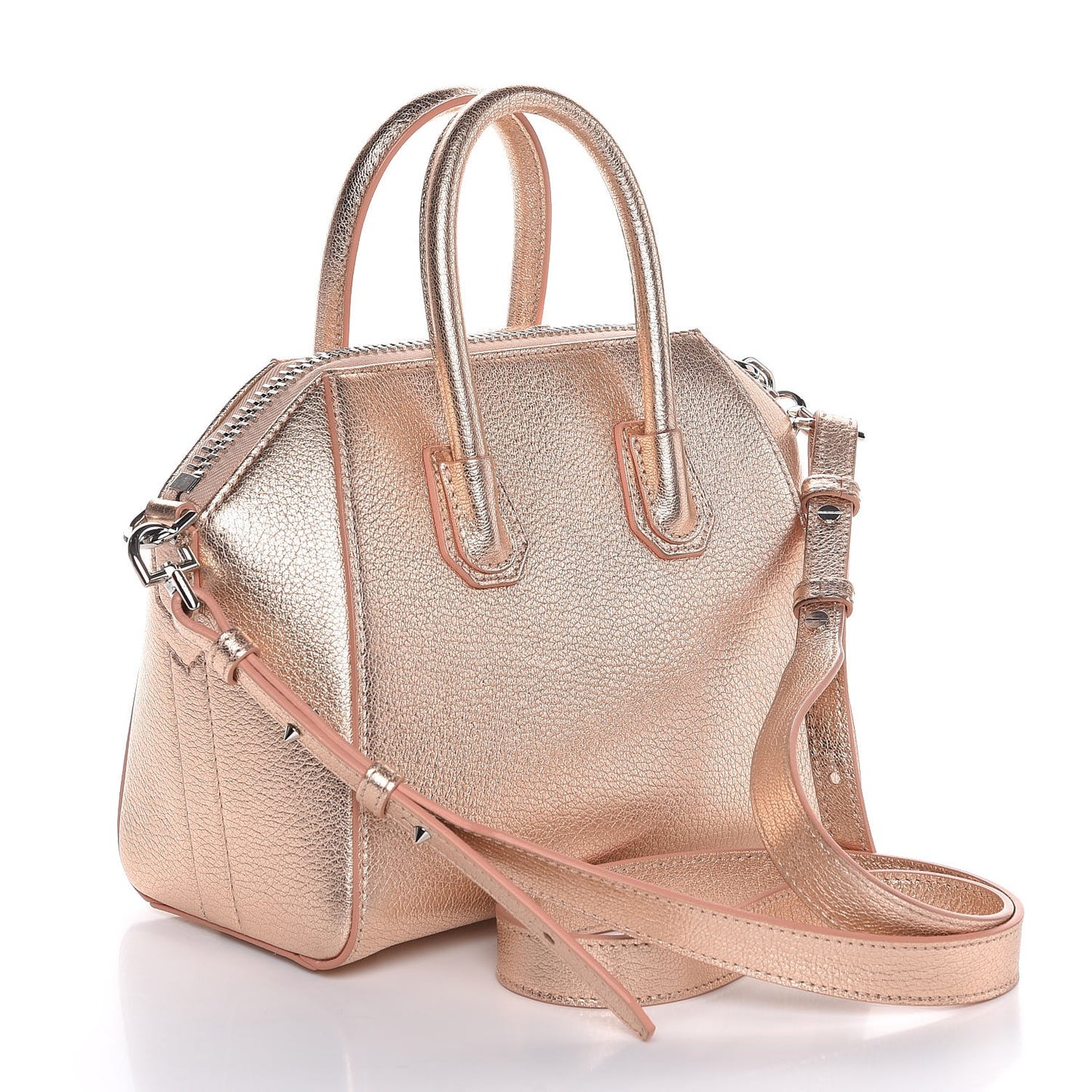 Metallic Sugar Goatskin Mini Antigona Light Pink