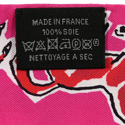 Hermes Silk Chevaux En Liberte Twilly Rose Indien Rouge White 4 of 4