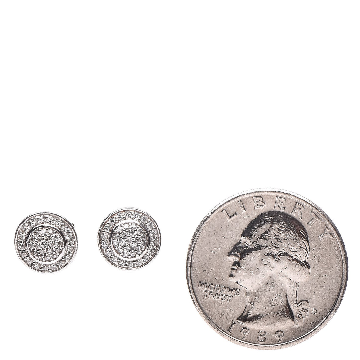 Sterling Silver Pave Diamond 6mm Cerise Earrings