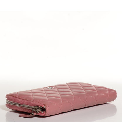 Chanel Lambskin Quilted Zip Around Wallet Pink 4 of 7