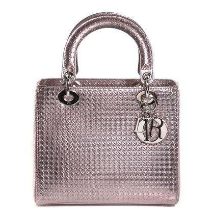 Christian Dior Metallic Patent Micro-Cannage Medium Lady Dior Pink 1 of 7