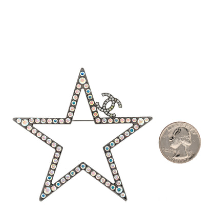 Chanel Ruthenium Crystal Star CC Brooch 2 of 5