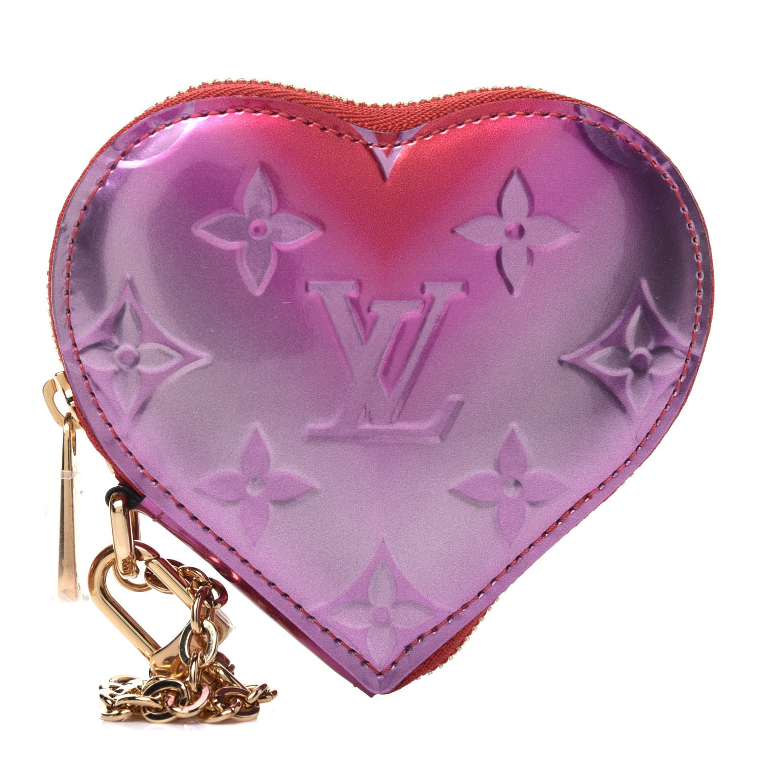 Louis Vuitton Vernis Heart Coin Purse Pink Red 1 of 8