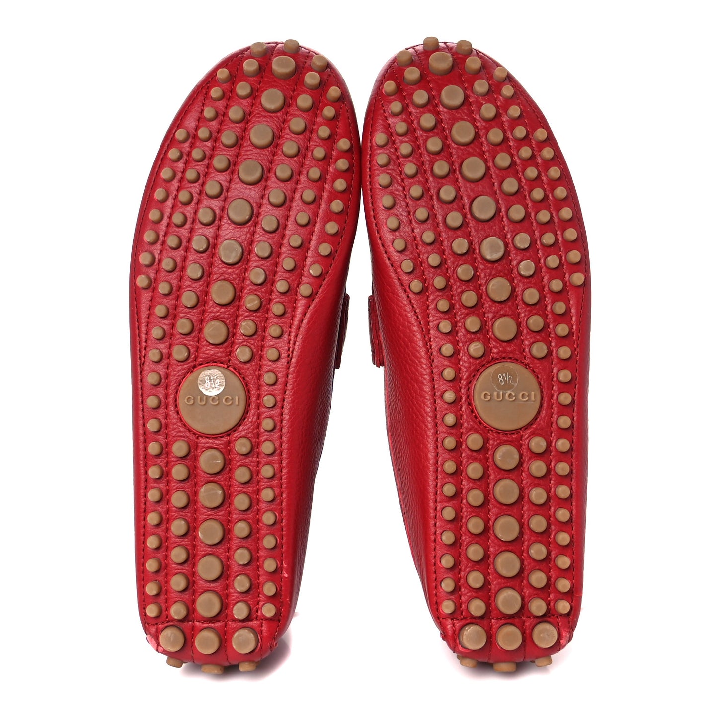 Road Calfskin Web Mens Horsebit Driver Loafers 8.5 Rosso
