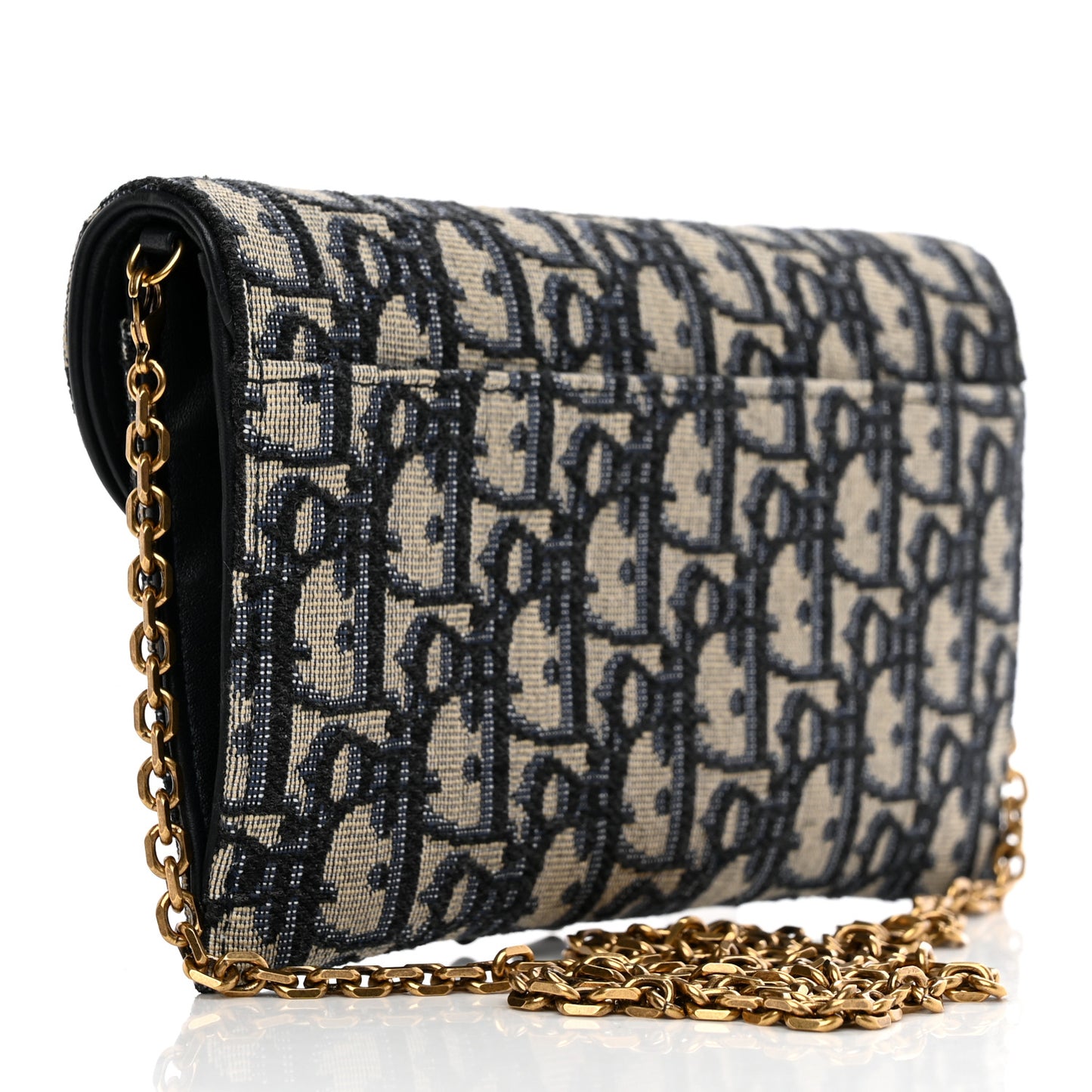 Oblique Saddle Chain Long Wallet Blue
