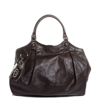 Gucci Leather Large Sukey Tote Dark Brown 1 of 9