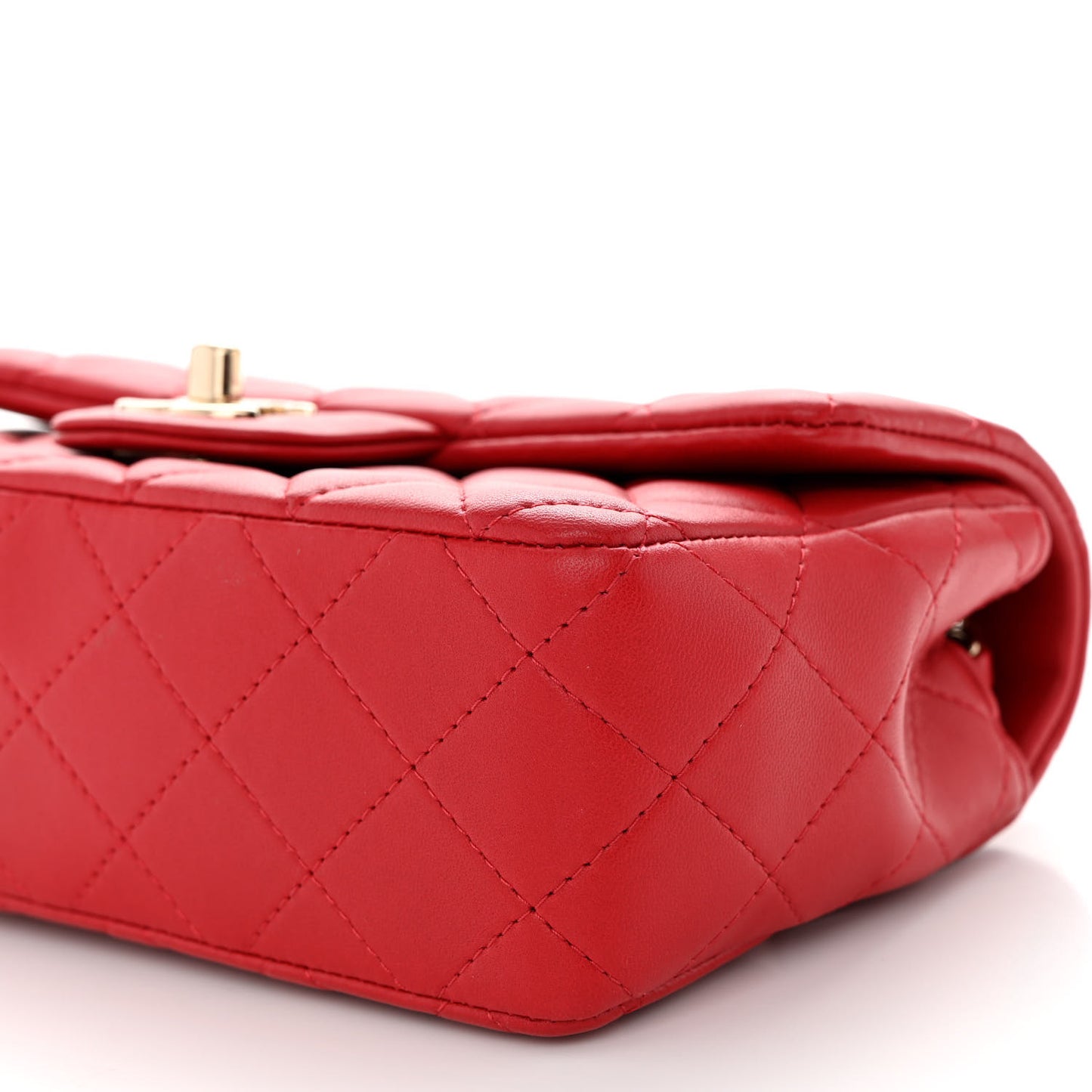 Lambskin Quilted Mini Rectangular Flap Red