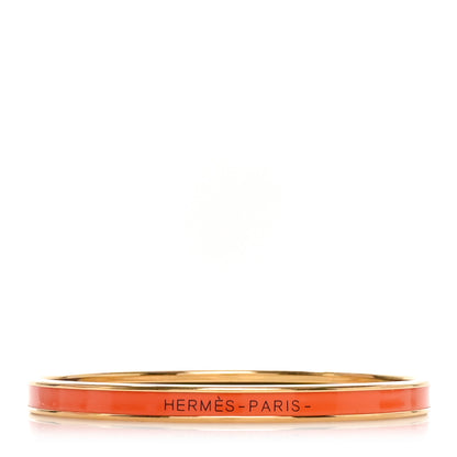 Hermes Enamel Printed Extra Narrow Uni Bracelet 65 Orange 1 of 6