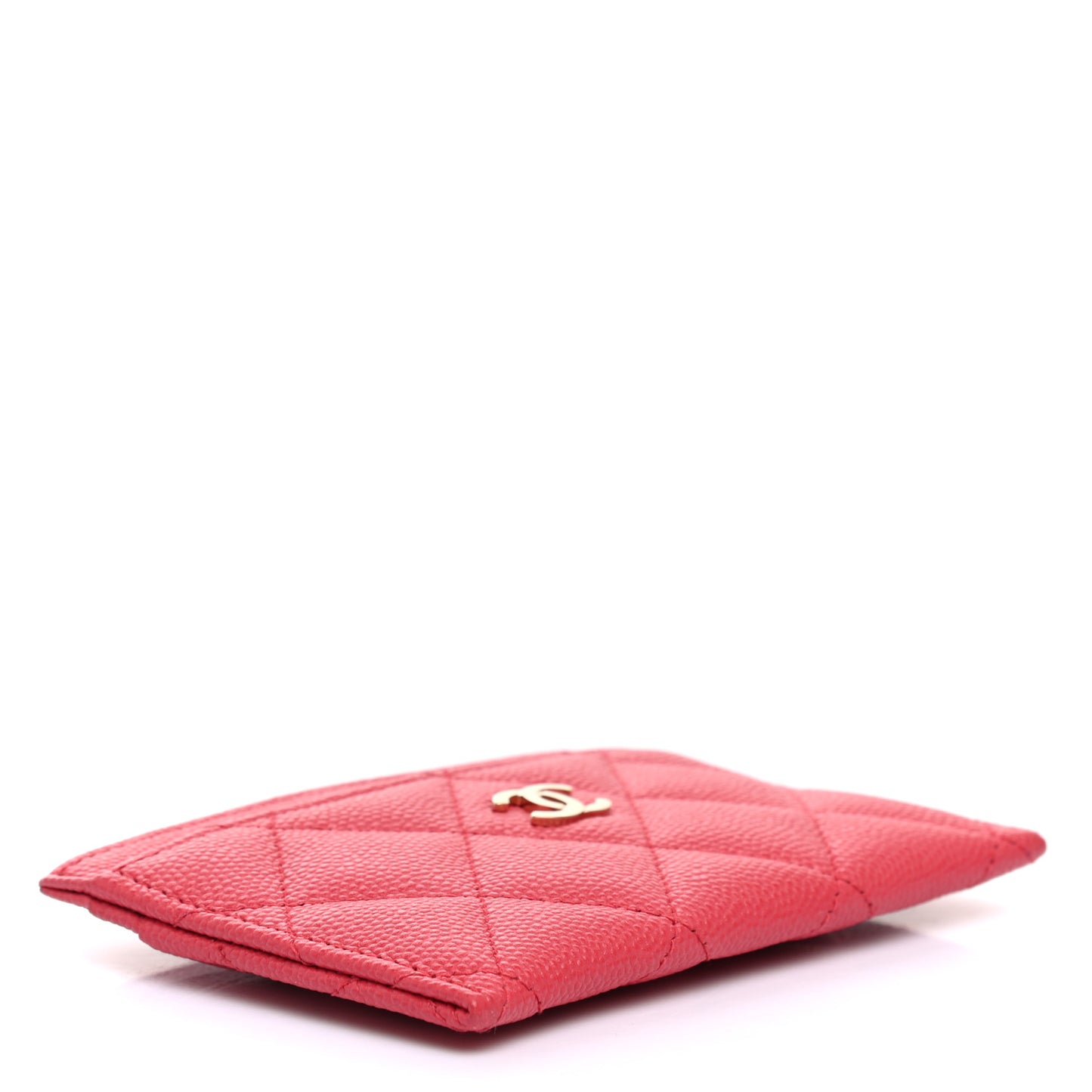 Caviar Quilted Card Holder Pink