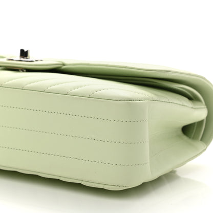 Chanel Calfskin Chevron Quilted Medium Double Flap Light Green 10 of 11