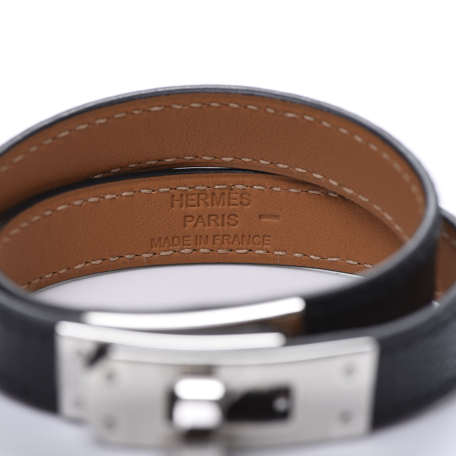 Hermes Lizard Kelly Double Tour Bracelet T2 Black 4 of 7