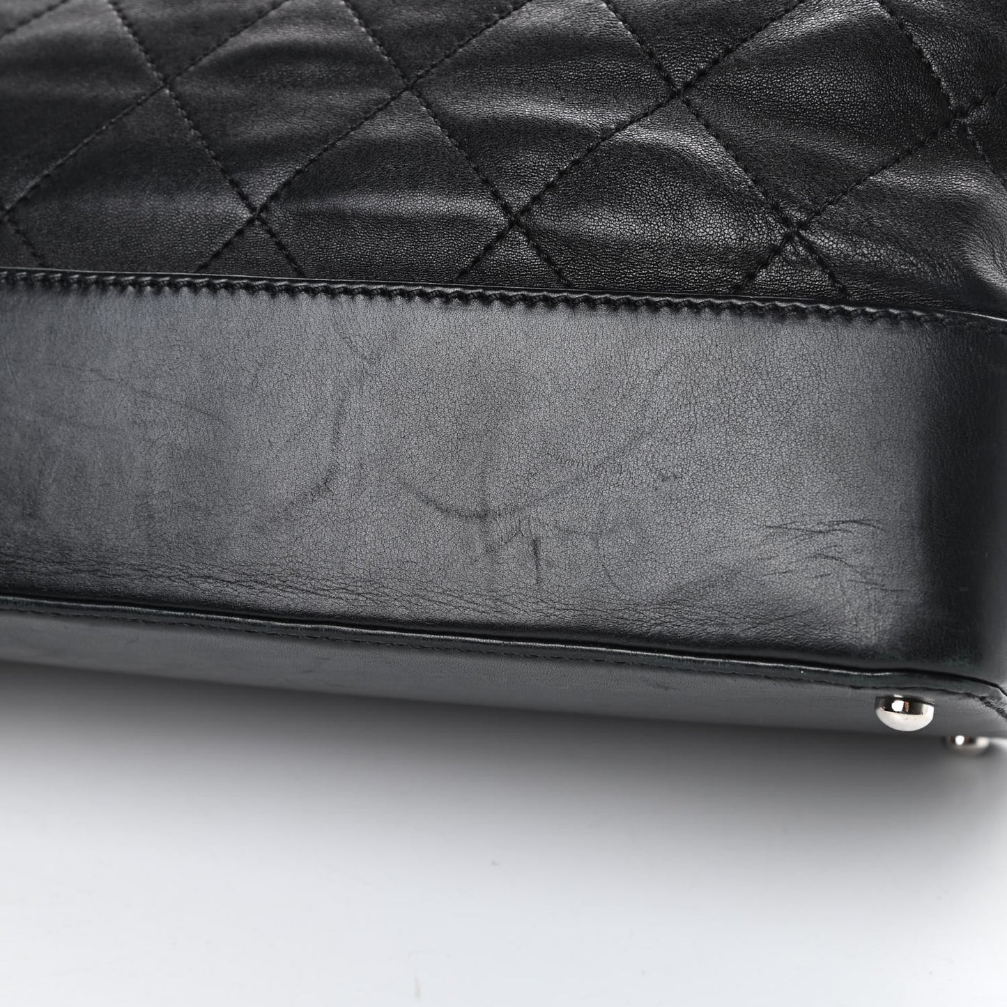 Calfskin Stitched Large VIP Shopping Tote Black