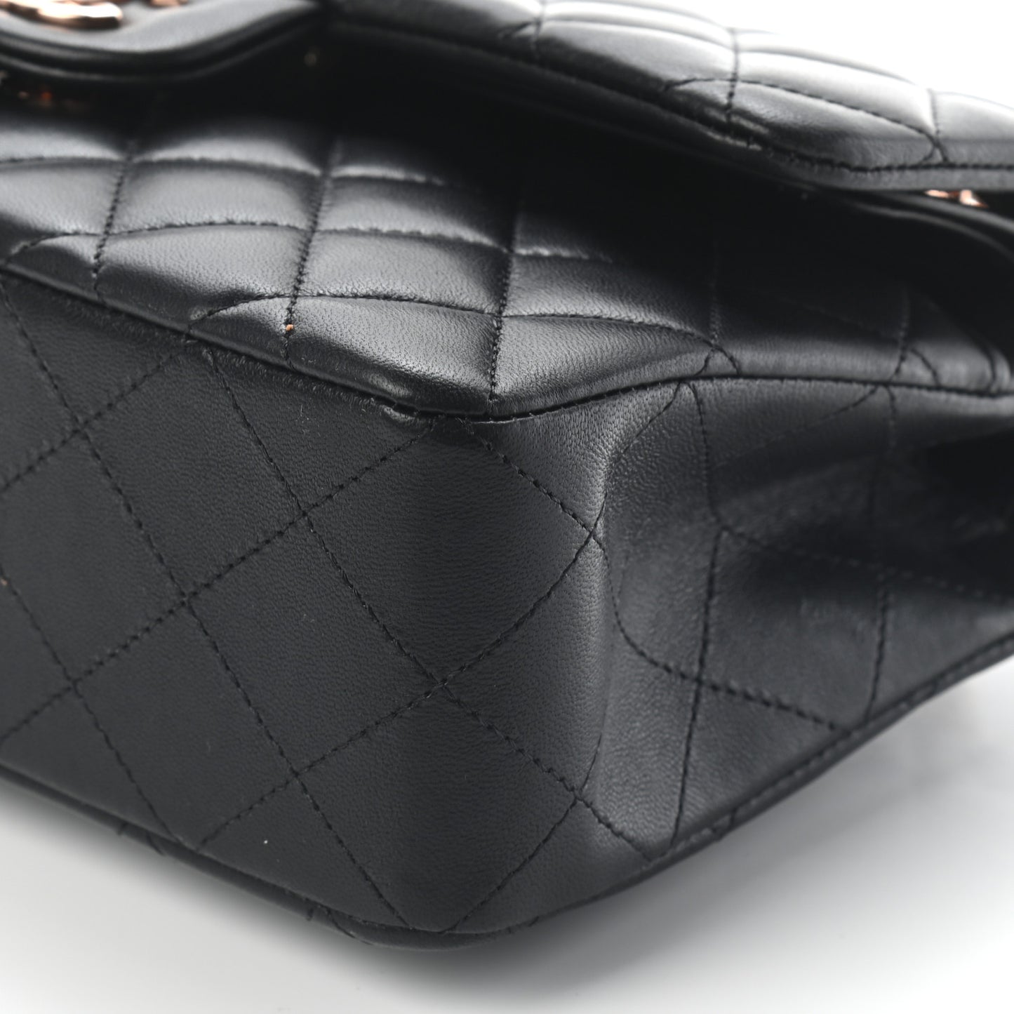 Lambskin Quilted Small Double Flap Black
