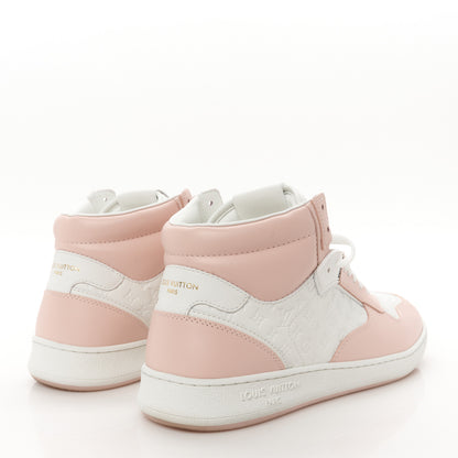 Louis Vuitton Calfskin Monogram Womens LV Stadium Mid Top Sneaker 42 Rose Clair Pink 5 of 11