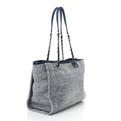 Chanel Woven Straw Raffia Small Deauville Tote Blue 3 of 14