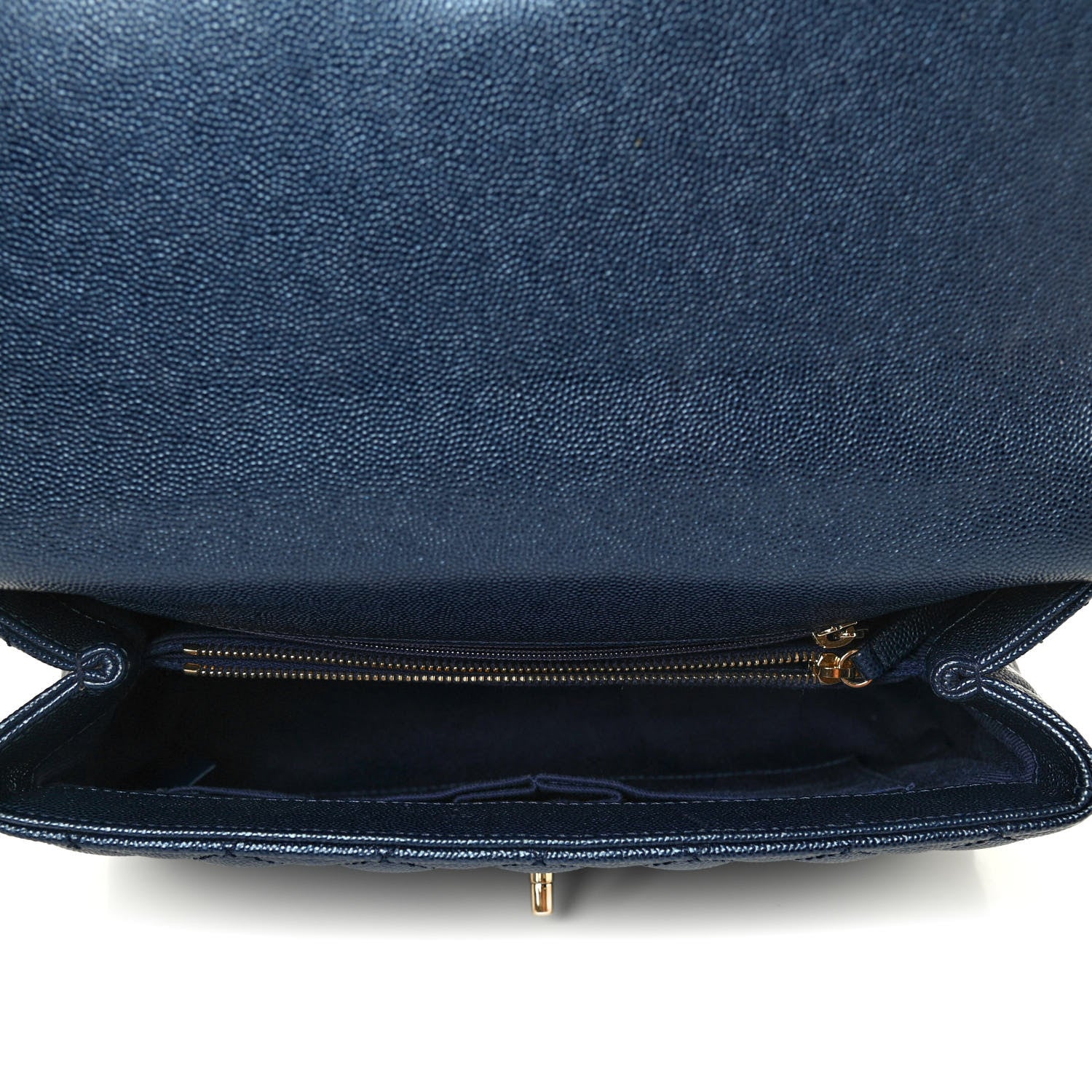 Chanel Iridescent Caviar Quilted Small Coco Handle Flap Dark Blue 4 of 4