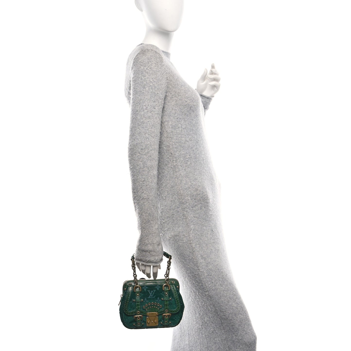 Monogram Velours Alligator Gracie MM Green