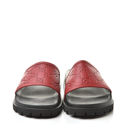Gucci Guccissima Signature Mens Lug Sole Slide Sandals 7 Hibiscus Red 2 of 7