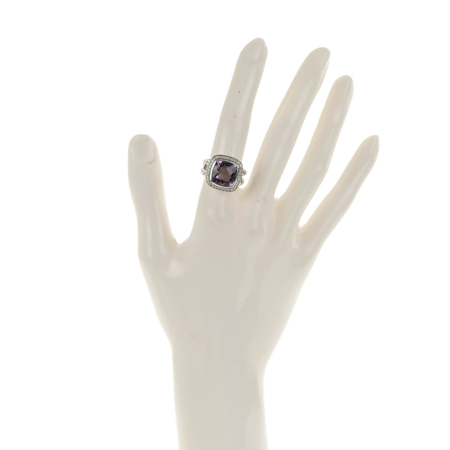 David Yurman Sterling Silver Diamond Amethyst 11mm Albion Ring 52 6 2 of 5