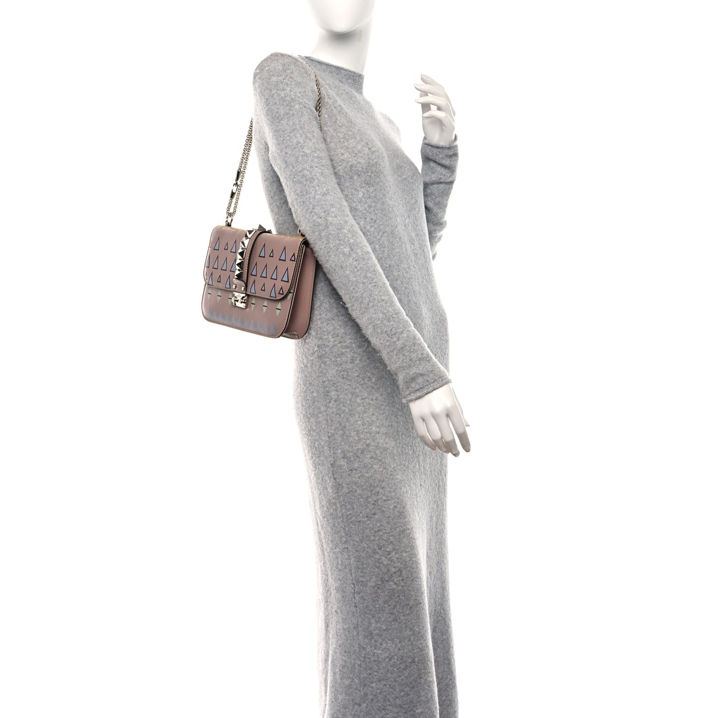 Vitello Native Couture 1975 Medium Glam Lock Rockstud Flap Poudre Multicolor