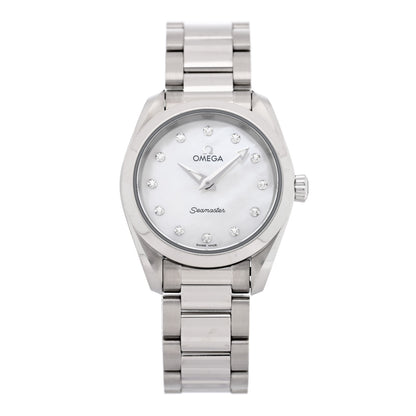 Omega Stainless Steel Diamond Mother of Pearl 28mm Seamaster Aqua Terra Quartz Watch 220.10.28.60.55.001 1 of 5