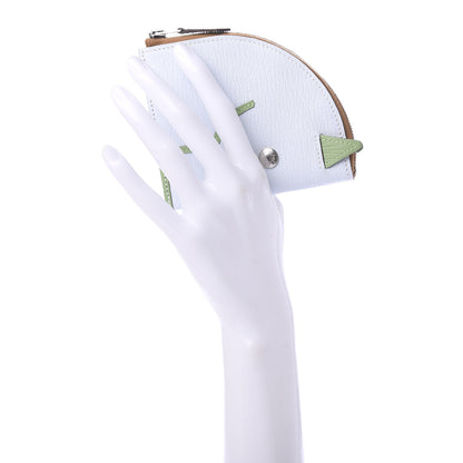Hermes Chevre Mysore Paddock Change Purse Blue Brume Vert Criquet 2 of 9