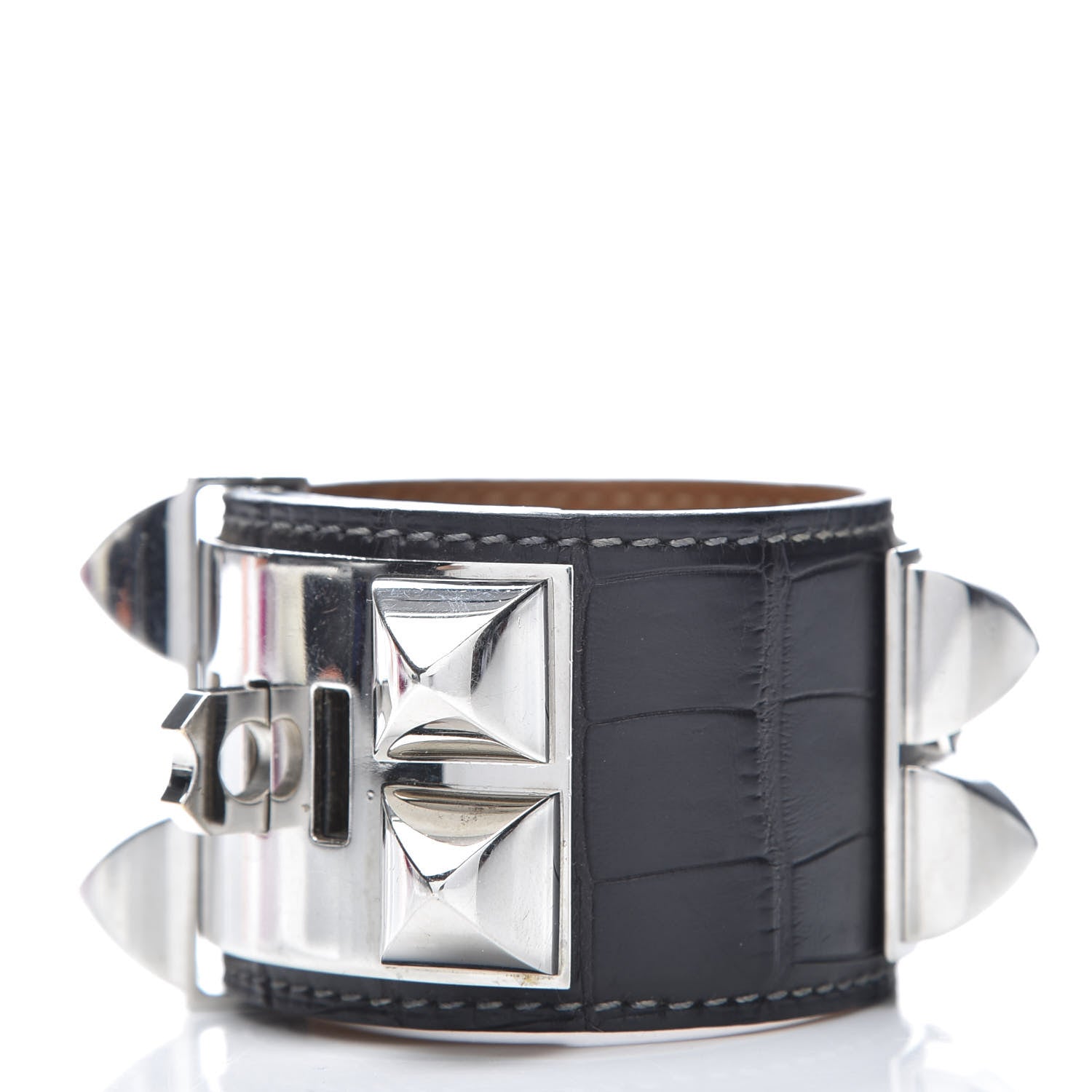 Hermes Matte Alligator Collier De Chien CDC Bracelet S Graphite 3 of 8
