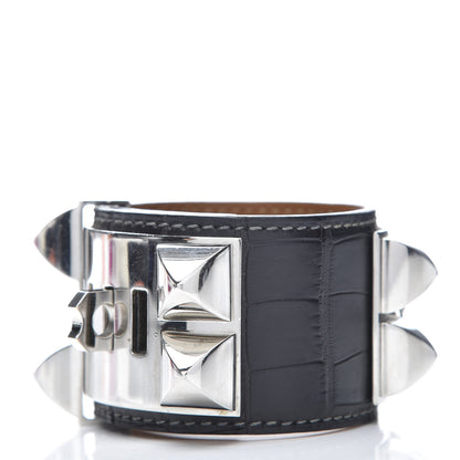Hermes Matte Alligator Collier De Chien CDC Bracelet S Graphite 3 of 8
