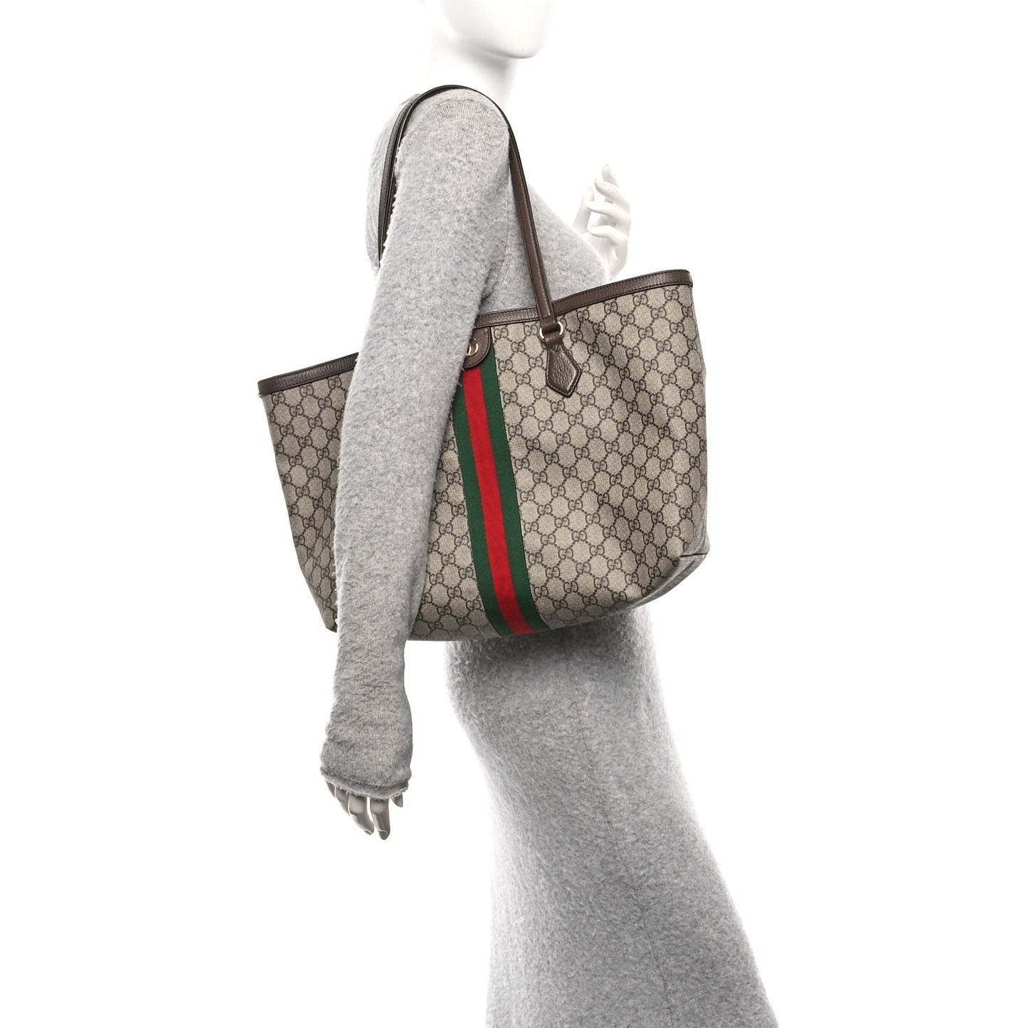 GG Supreme Monogram Medium Ophidia Shopping Tote Brown