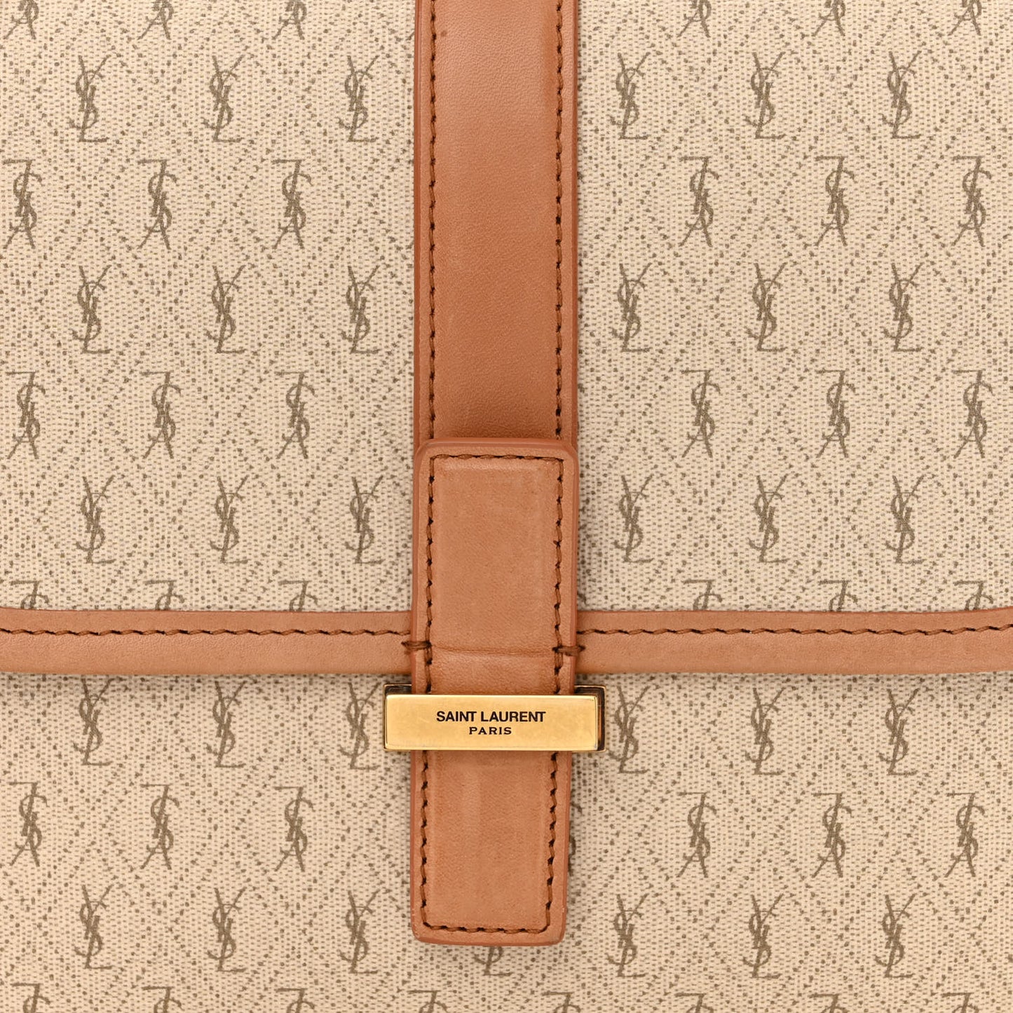 Canvas All-Over Monogram Small Le Monogramme Satchel Beige Kaki Brown Gold