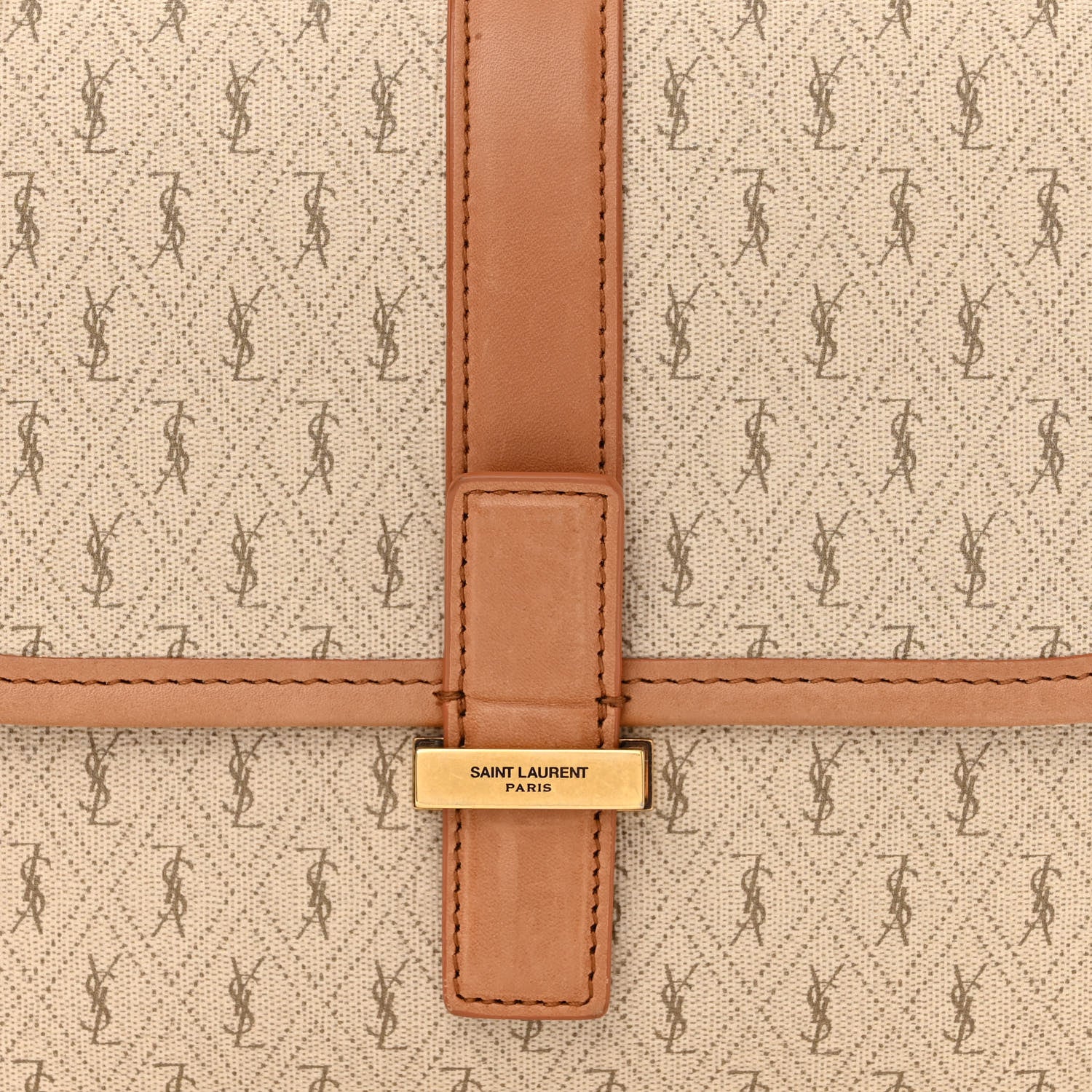 Saint Laurent Canvas All-Over Monogram Small Le Monogramme Satchel Beige Kaki Brown Gold 7 of 10