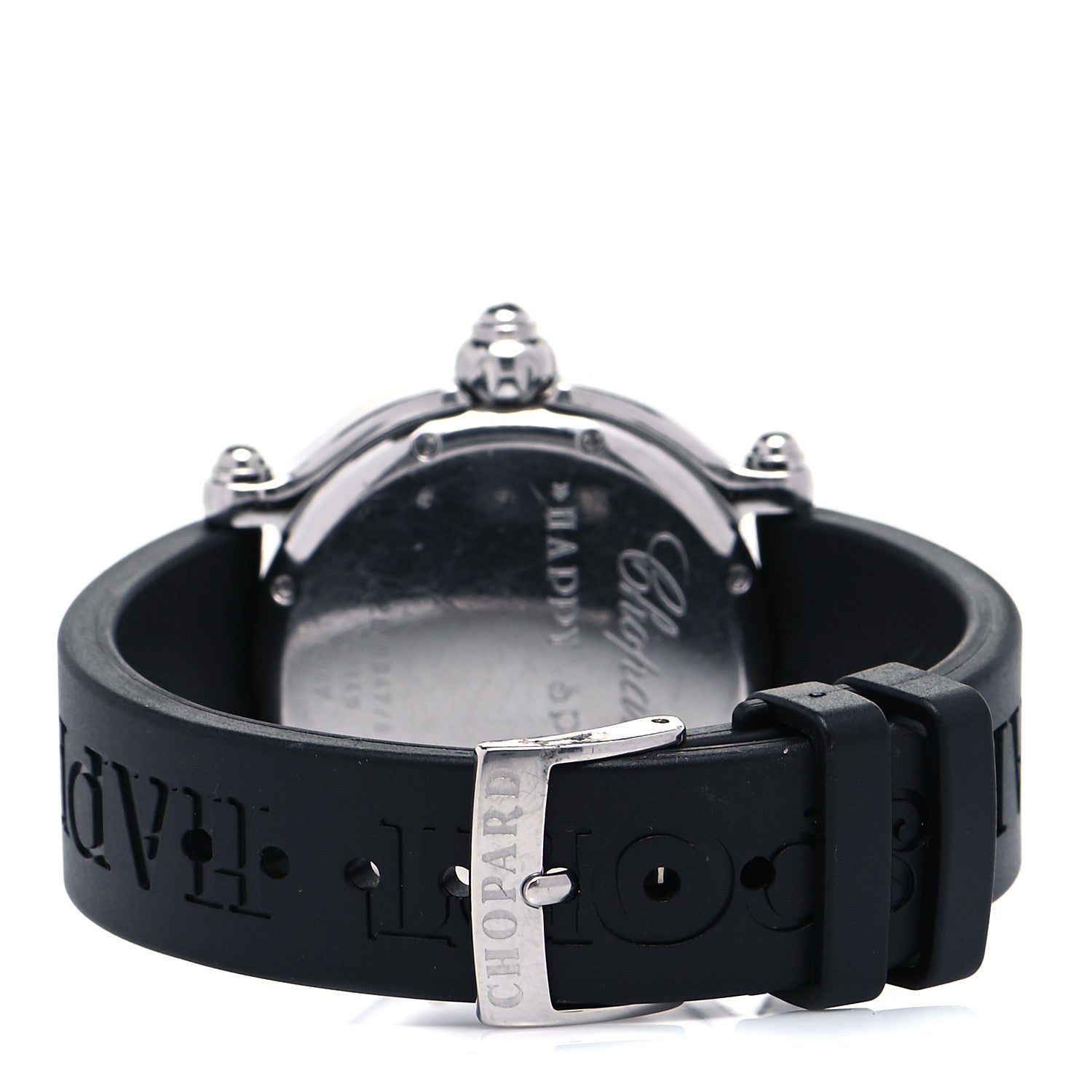Chopard Stainless Steel Rubber Diamond 38mm Happy Sport Fish Quartz Watch Black 3 of 5