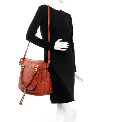 Chloe Calfskin Braided Large Marcie Satchel Whiskey 2 of 11