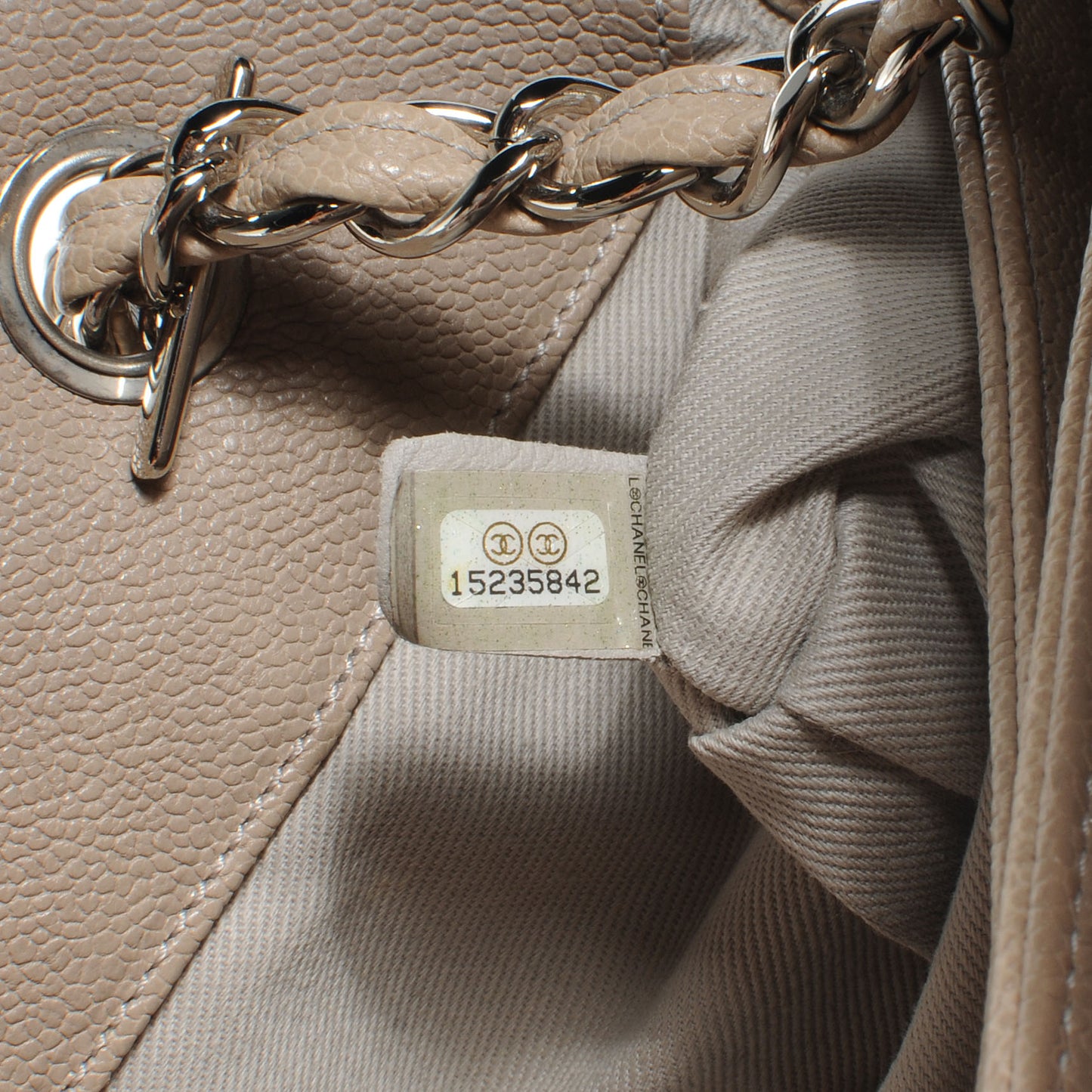 Caviar Quilted Medium Just Mademoiselle Beige