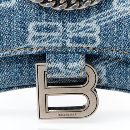 Balenciaga Denim BB Monogram Hourglass Chain Bag Blue 9 of 11