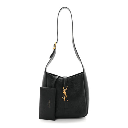 Saint Laurent Grained Calfskin Baby Le 5 A 7 Supple Hobo Black 3 of 11