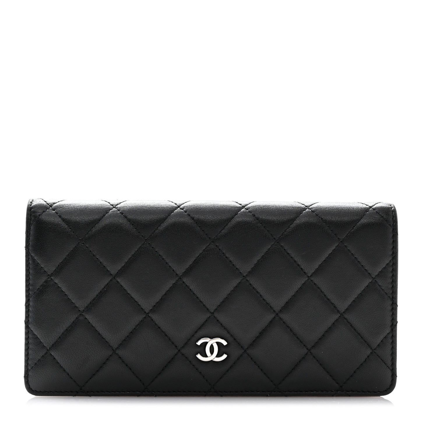 Lambskin Quilted Yen Wallet Black