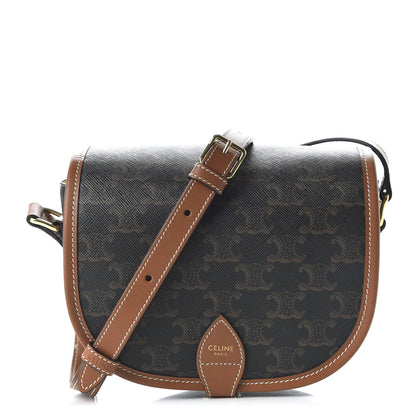 Celine Triomphe Canvas Medium Folco Bag Tan 1 of 10