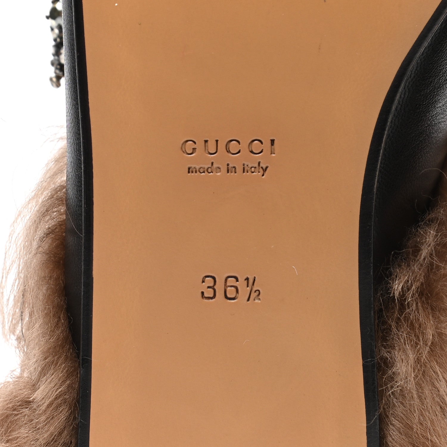 Gucci Malaga Kid Fur Crystal Bow Embroidered Womens Princetown Slippers 36.5 Black 6 of 7