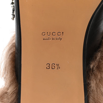 Gucci Malaga Kid Fur Crystal Bow Embroidered Womens Princetown Slippers 36.5 Black 6 of 7