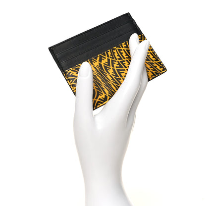 Fendi X SARAH COLEMAN Vitello Grace Light Micro FF Vertigo Embossed Card Holder Yellow Black 2 of 7