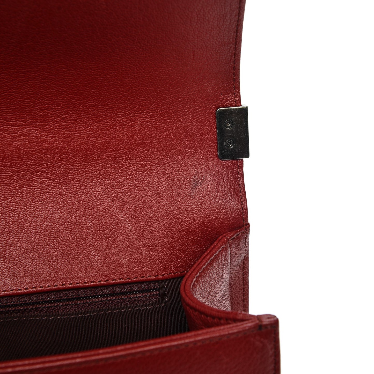 Patent Goatskin Quilted New Medium Boy Flap Red