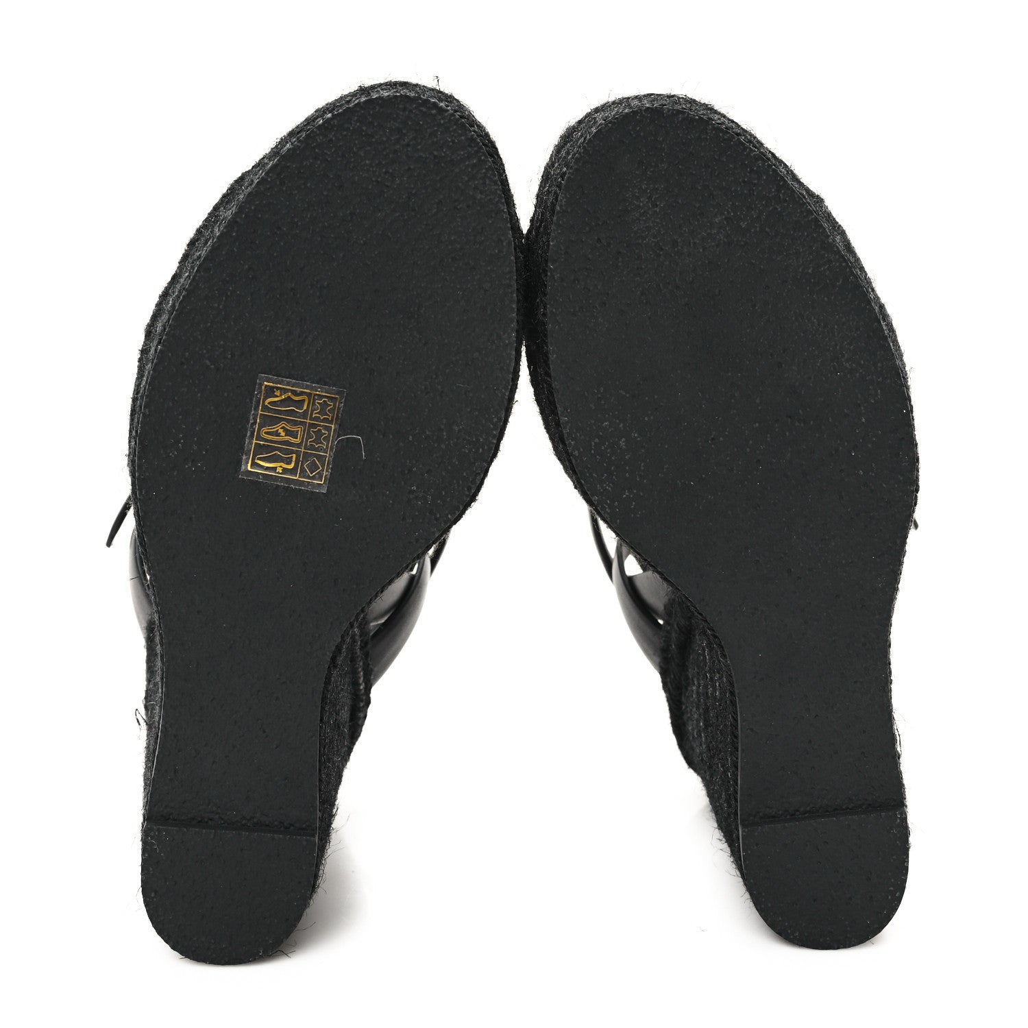 Saint Laurent Calfskin Tribute 95 Platform Espadrille Wedge Sandals 38.5 Black 6 of 9
