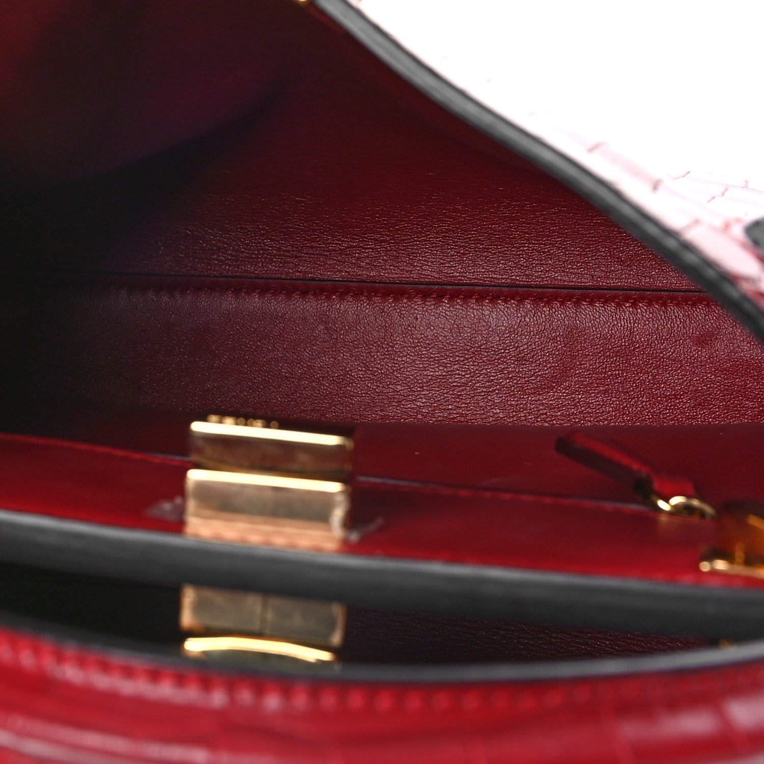 Fendi Shiny Crocodile Shiny Nappa Medium Peekaboo Iconic Essentially Satchel Red 6 of 9