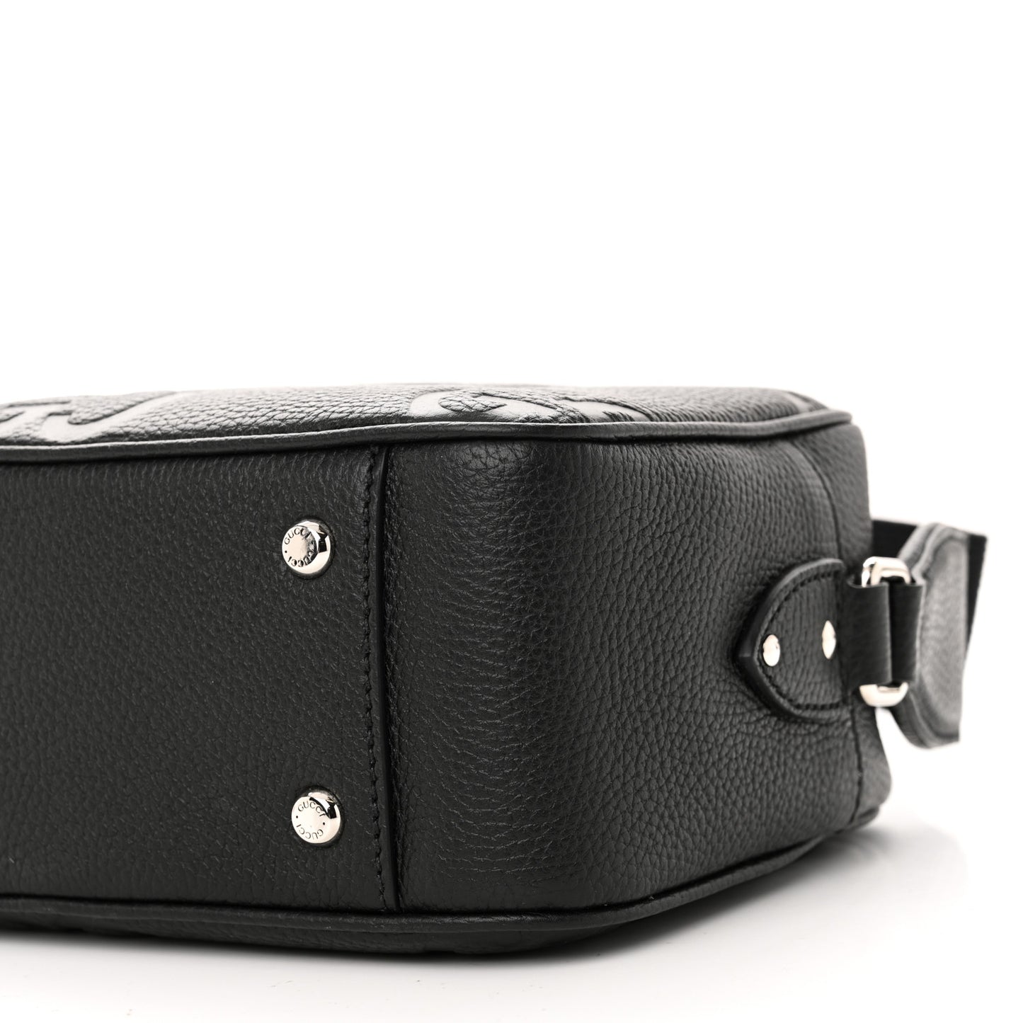 Piuma Calfskin Jumbo GG Embossed Medium Messenger Bag Black